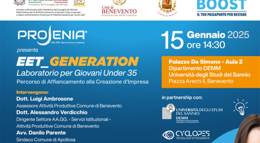 EET_GENERATION”-CONTINUANO LE INIZIATIVE DEL PROGETTO BENEVENTO BOOST: IL TUO PASSAPORTO PER RESTARE